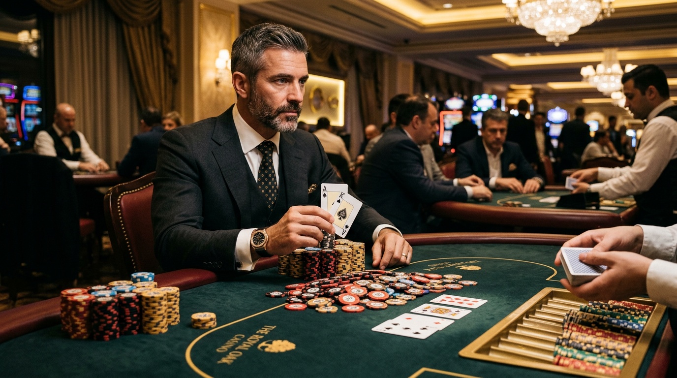 Joueur de poker en réflexion